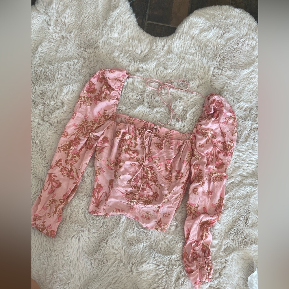 Free People Pink Floral Blouse
